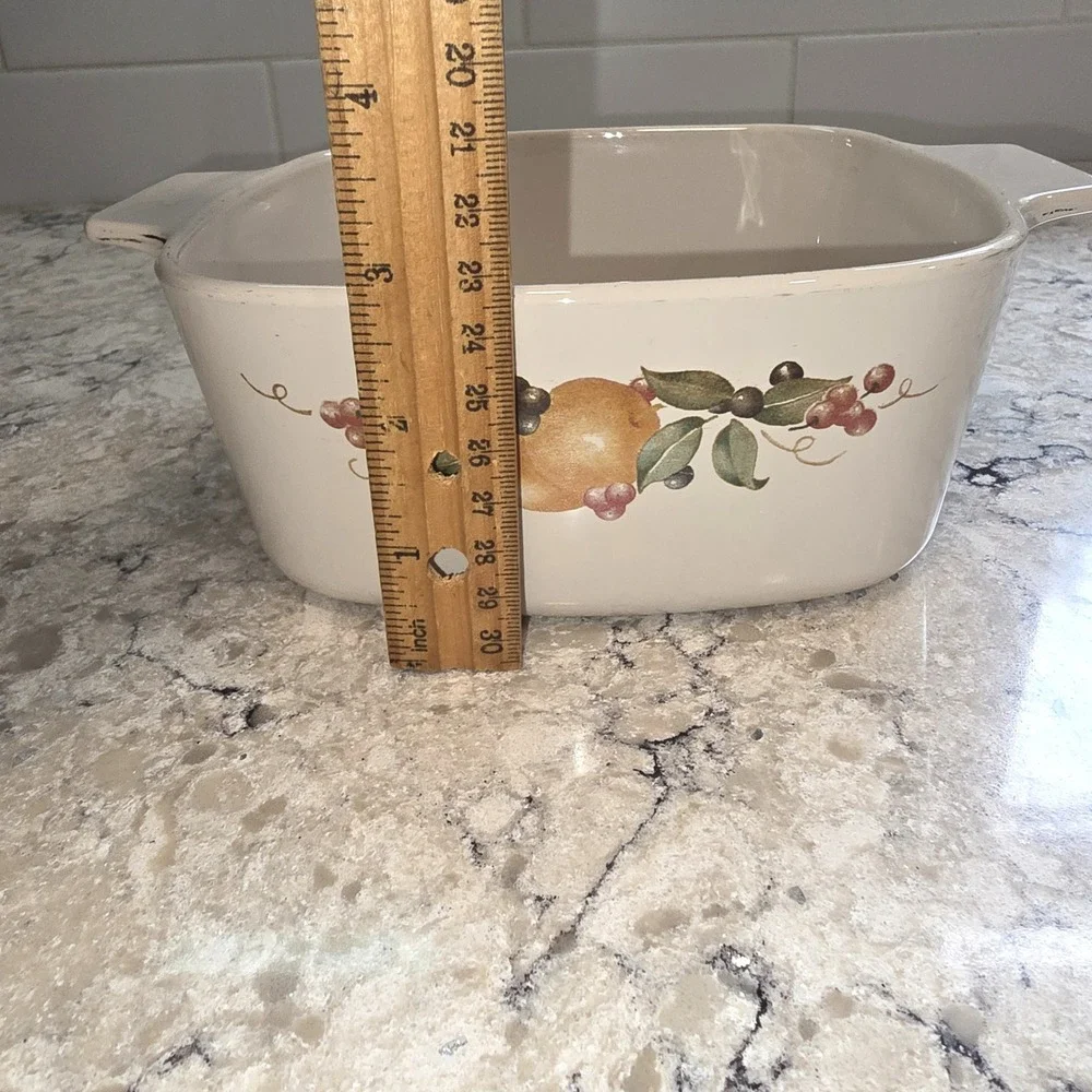 Corning Ware Abundance Casserole Dish A-1.5-B 1.5 Liter Fruit Harvest Cream 9in
